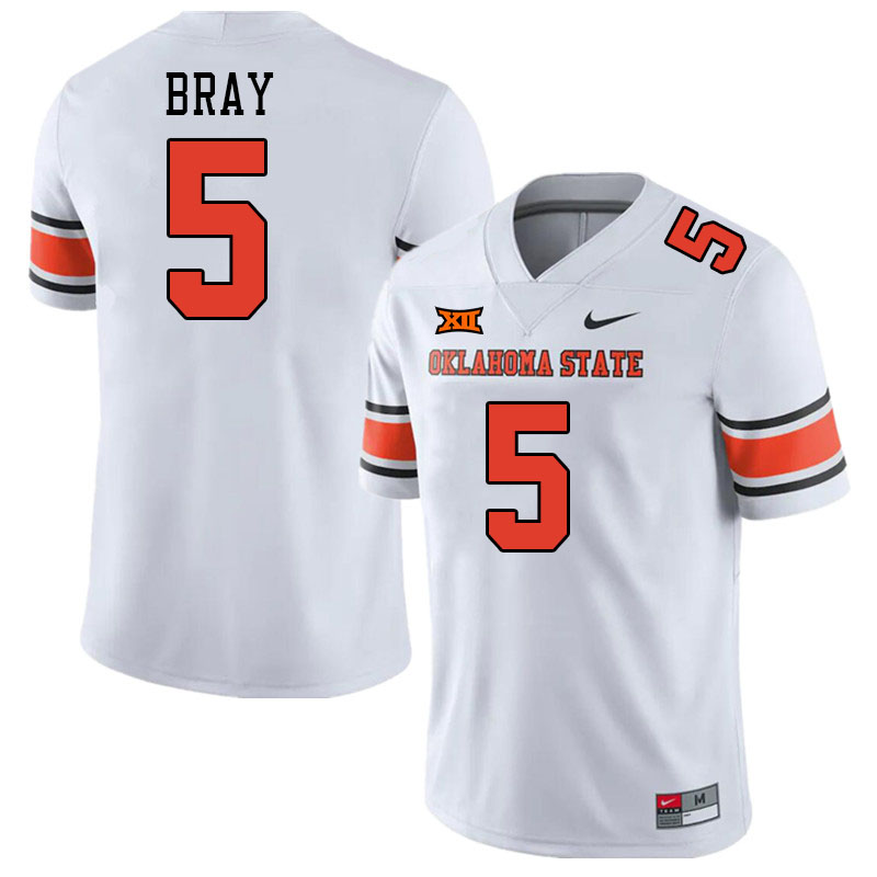 Men #5 Jaden Bray Oklahoma State Cowboys College Football Jerseys Stitched-White - Click Image to Close